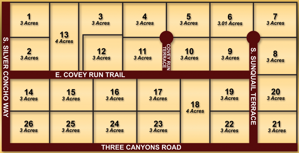 Map of lots in the Covey Run subdivision